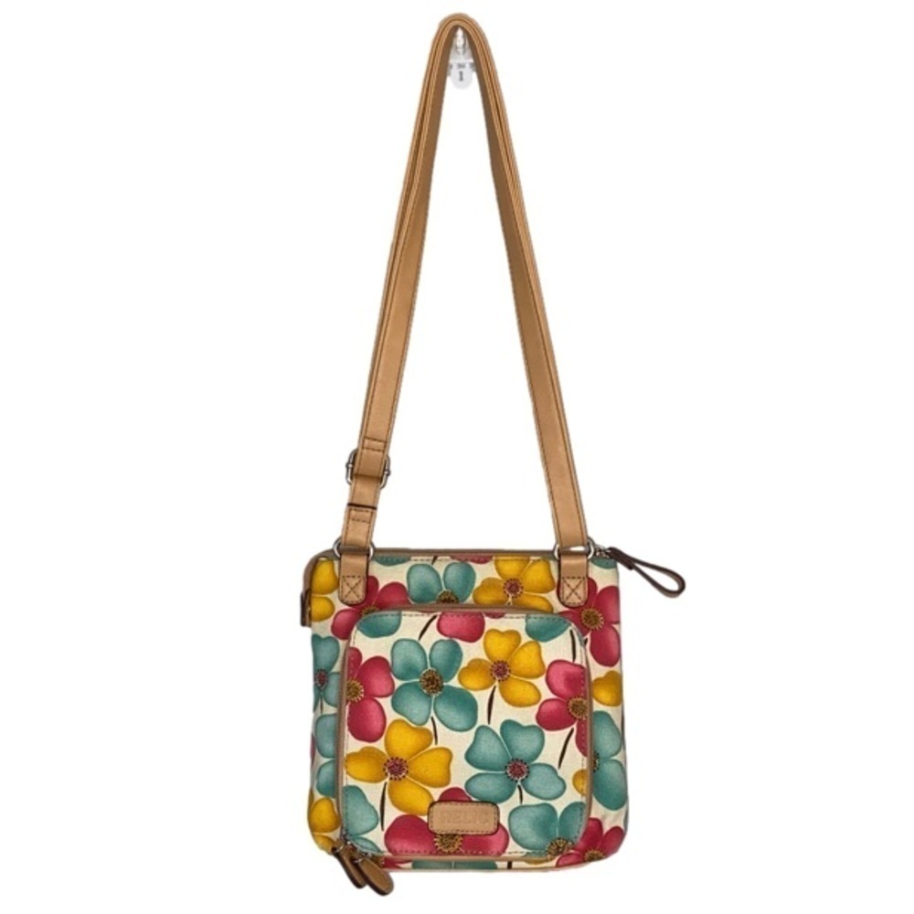 RELIC Crossbody/Shoulder Bag Floral Canvas Blue/Pink/Yellow